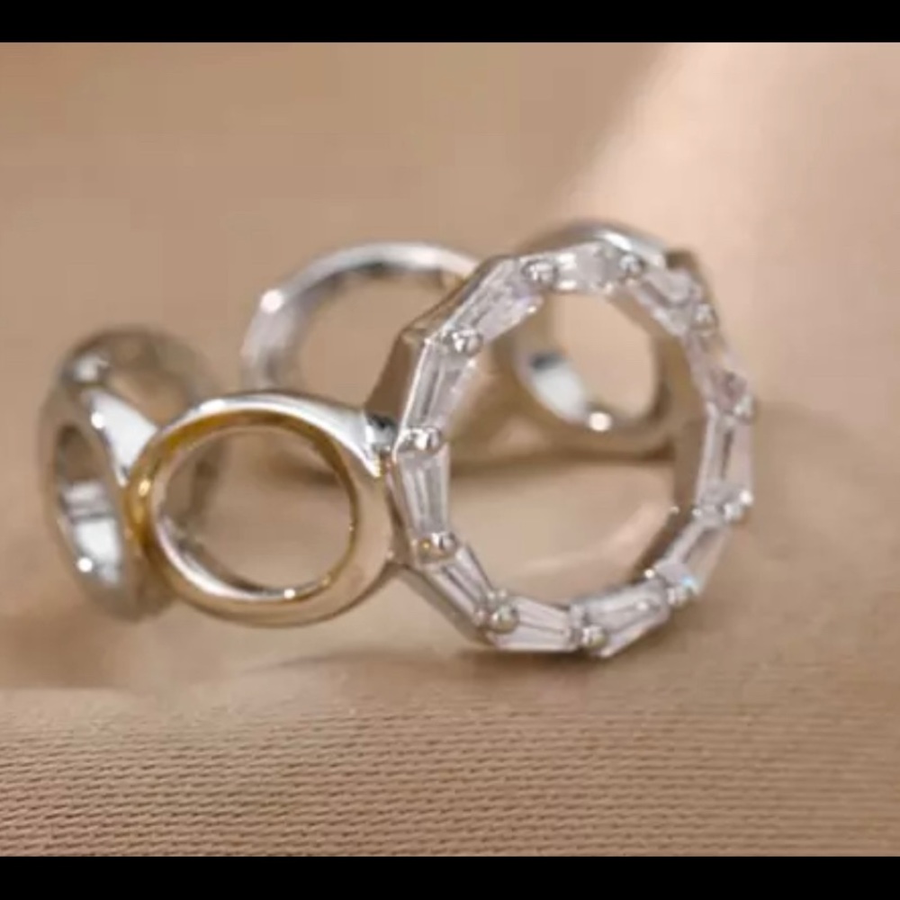 Silver adjustable zircon Ring